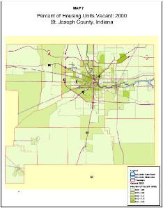 Vacancy map of St. Joseph County, Indiana